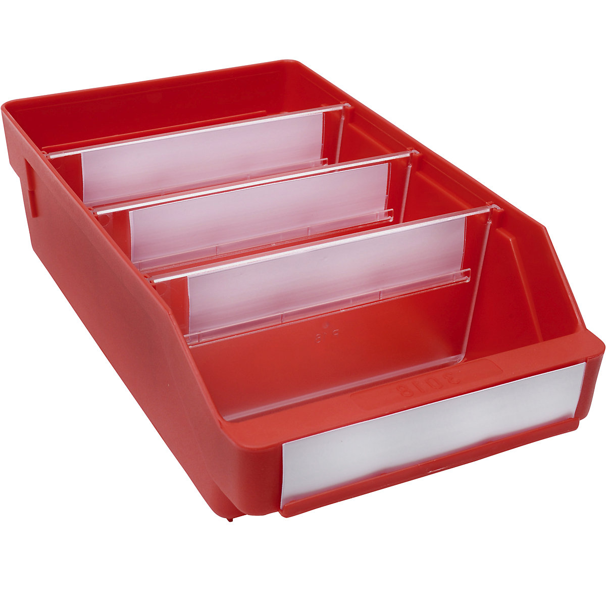 Navetă pentru rafturi, din polipropilenă foarte rezistentă la impact – STEMO, roșu, lung. x lăț. x î. 300 x 180 x 95 mm, amb. 20 buc.-0