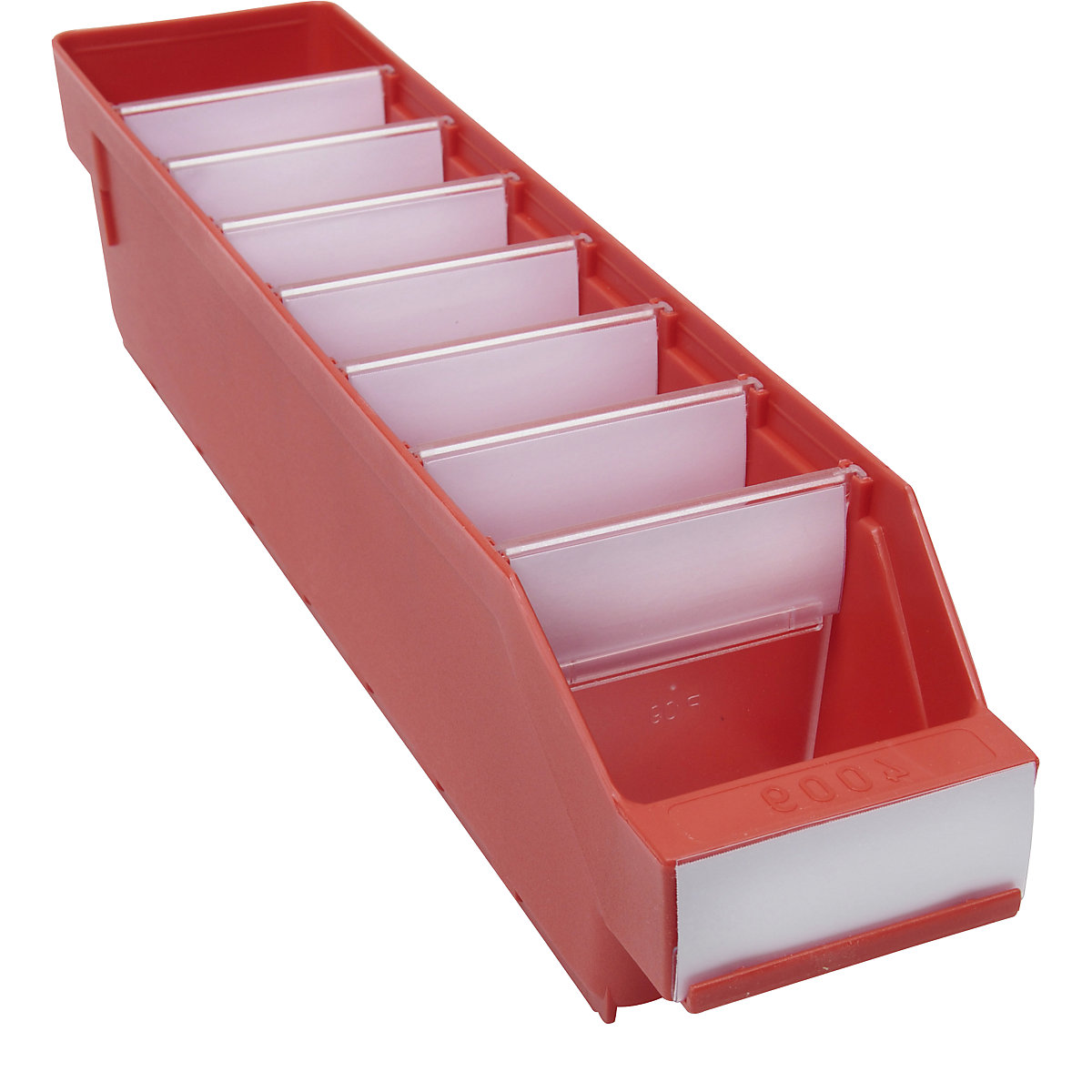 Navetă pentru rafturi, din polipropilenă foarte rezistentă la impact – STEMO, roșu, lung. x lăț. x î. 400 x 90 x 95 mm, amb. 40 buc.-0