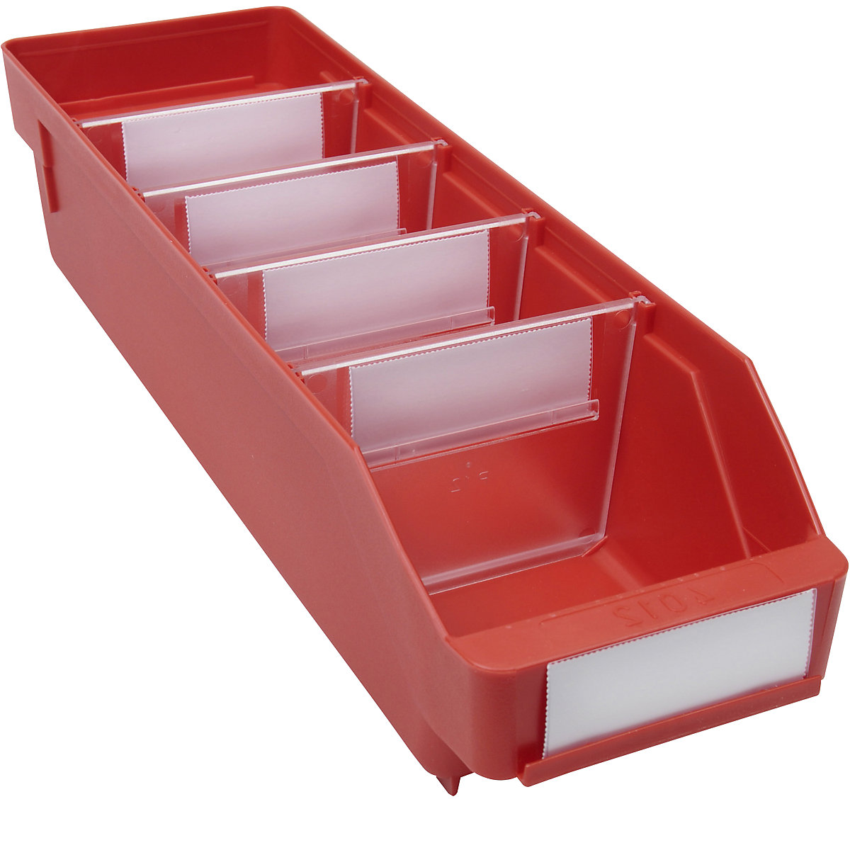 Navetă pentru rafturi, din polipropilenă foarte rezistentă la impact – STEMO, roșu, lung. x lăț. x î. 400 x 118 x 95 mm, amb. 30 buc.-0