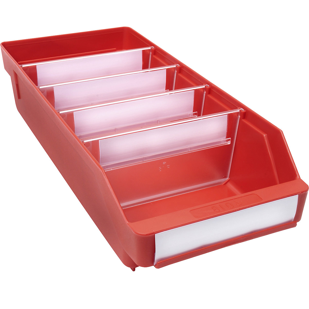 Navetă pentru rafturi, din polipropilenă foarte rezistentă la impact – STEMO, roșu, lung. x lăț. x î. 400 x 180 x 95 mm, amb. 20 buc.-0