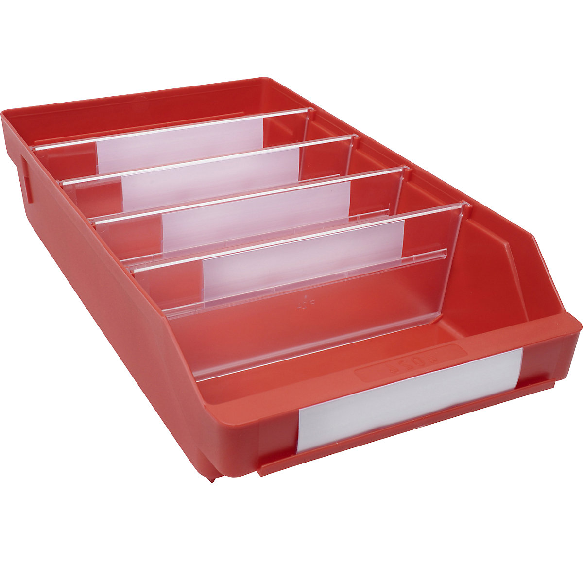 Navetă pentru rafturi, din polipropilenă foarte rezistentă la impact – STEMO, roșu, lung. x lăț. x î. 400 x 240 x 95 mm, amb. 15 buc.-0
