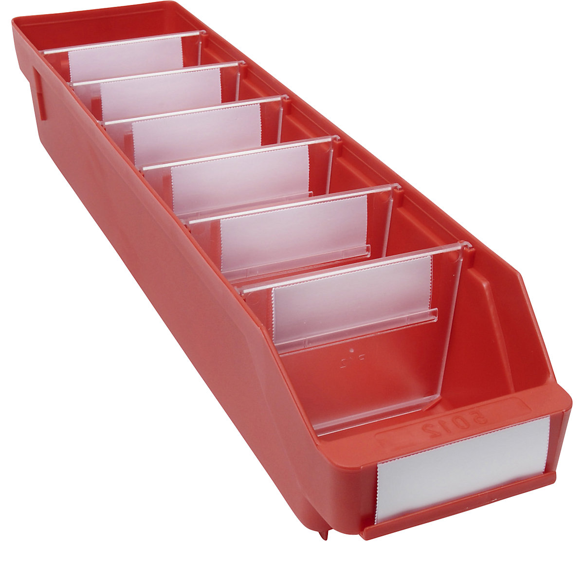 Navetă pentru rafturi, din polipropilenă foarte rezistentă la impact – STEMO, roșu, lung. x lăț. x î. 500 x 118 x 95 mm, amb. 30 buc.-0