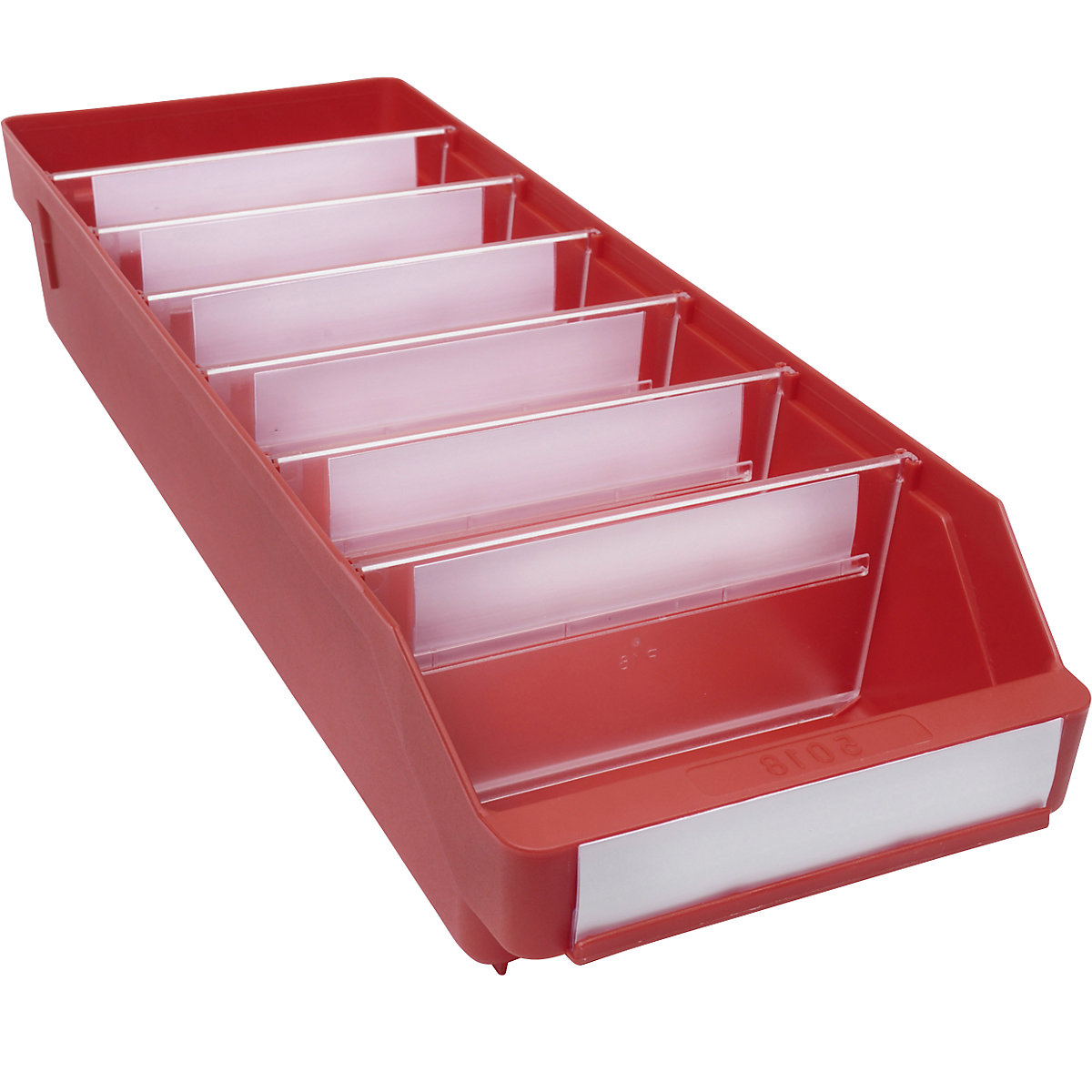 Navetă pentru rafturi, din polipropilenă foarte rezistentă la impact – STEMO, roșu, lung. x lăț. x î. 500 x 180 x 95 mm, amb. 20 buc.-0