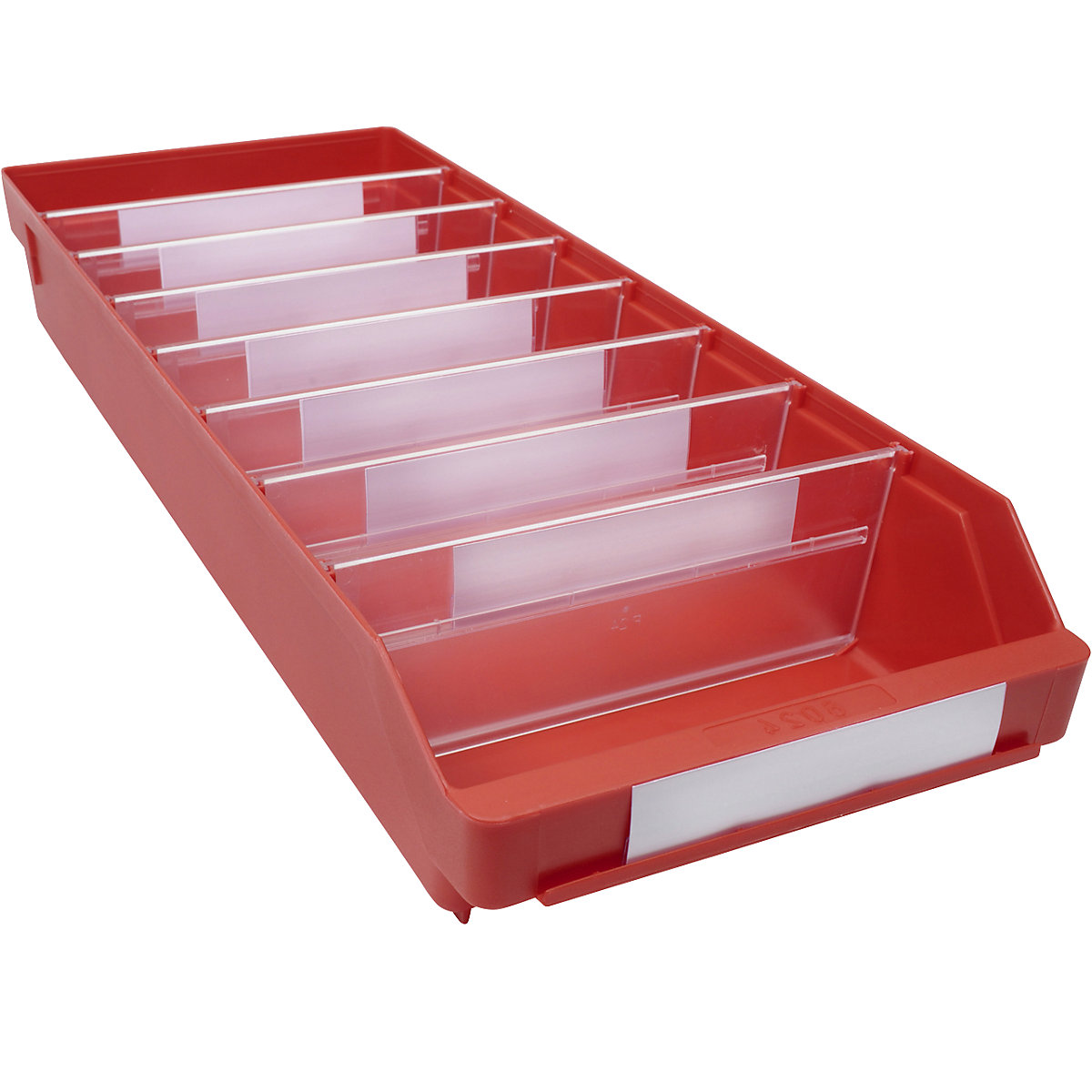 Navetă pentru rafturi, din polipropilenă foarte rezistentă la impact – STEMO, roșu, lung. x lăț. x î. 600 x 240 x 95 mm, amb. 15 buc.-0