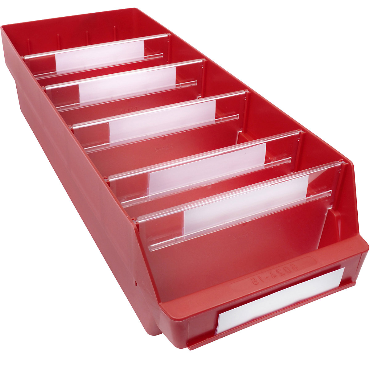Navetă pentru rafturi, din polipropilenă foarte rezistentă la impact – STEMO, roșu, lung. x lăț. x î. 600 x 240 x 150 mm, amb. 10 buc.-0
