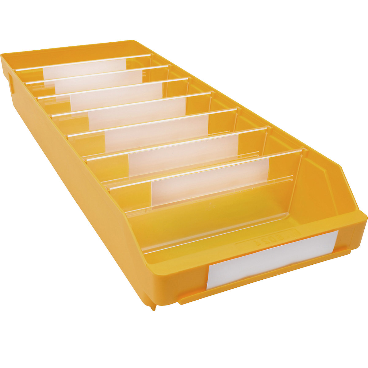 Navetă pentru rafturi, din polipropilenă foarte rezistentă la impact – STEMO, galben, lung. x lăț. x î. 600 x 240 x 95 mm, amb. 15 buc.-0