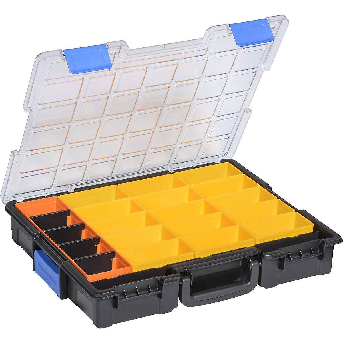 Valiză profesională pentru piese de mici dimensiuni, lăț. x î. exterioare 355 x 76 mm, amb. 2 buc., cu 21 cutii cu inserție-0