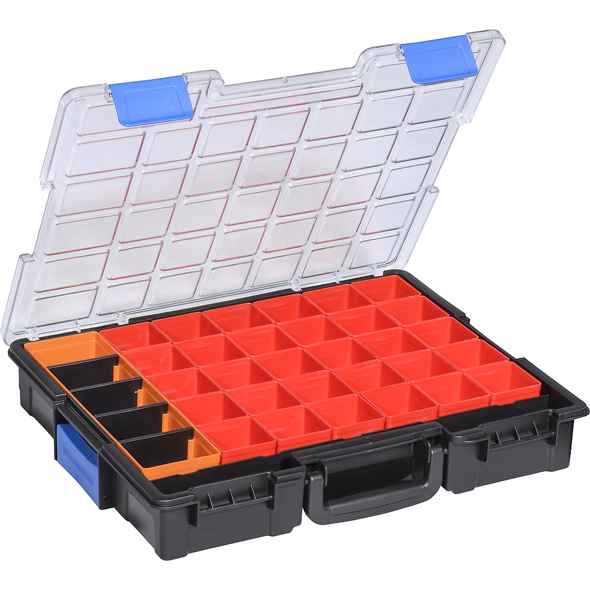 Valiză profesională pentru piese de mici dimensiuni, lăț. x î. exterioare 355 x 76 mm, amb. 2 buc., cu 36 cutii cu inserție-0