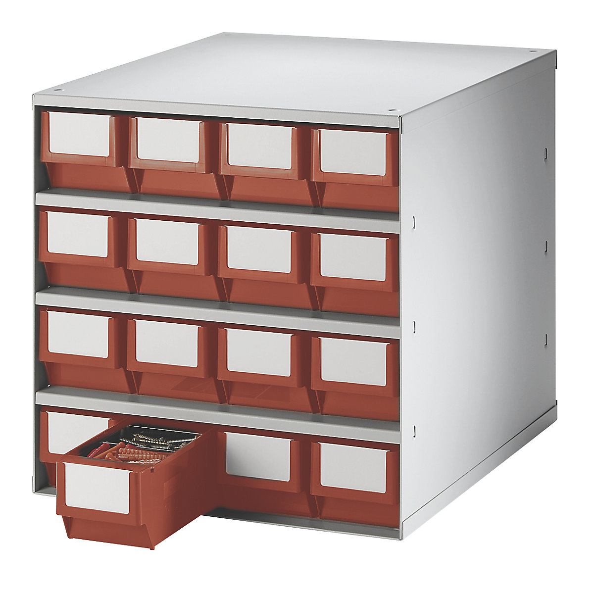 Magazie cu sertare, capacitate portantă maximă a carcasei 75 kg, î. x lăț. x ad. 395 x 376 x 400 mm, 16 sertare, sertare roșii-0