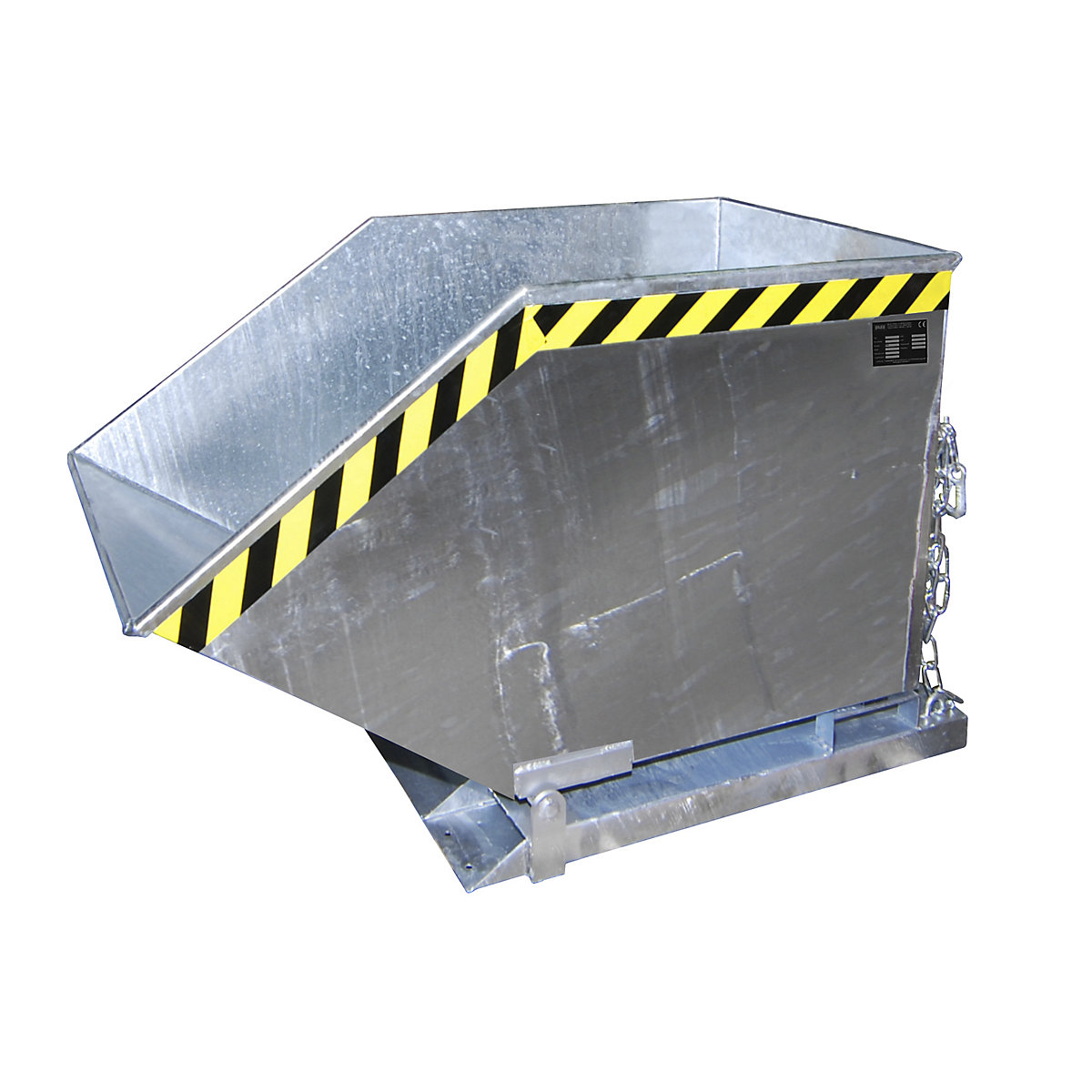 Benă basculantă cu mecanism de basculare – eurokraft pro, formă casetată, volum 0,25 m³, zincată la cald conform EN ISO 1461-0