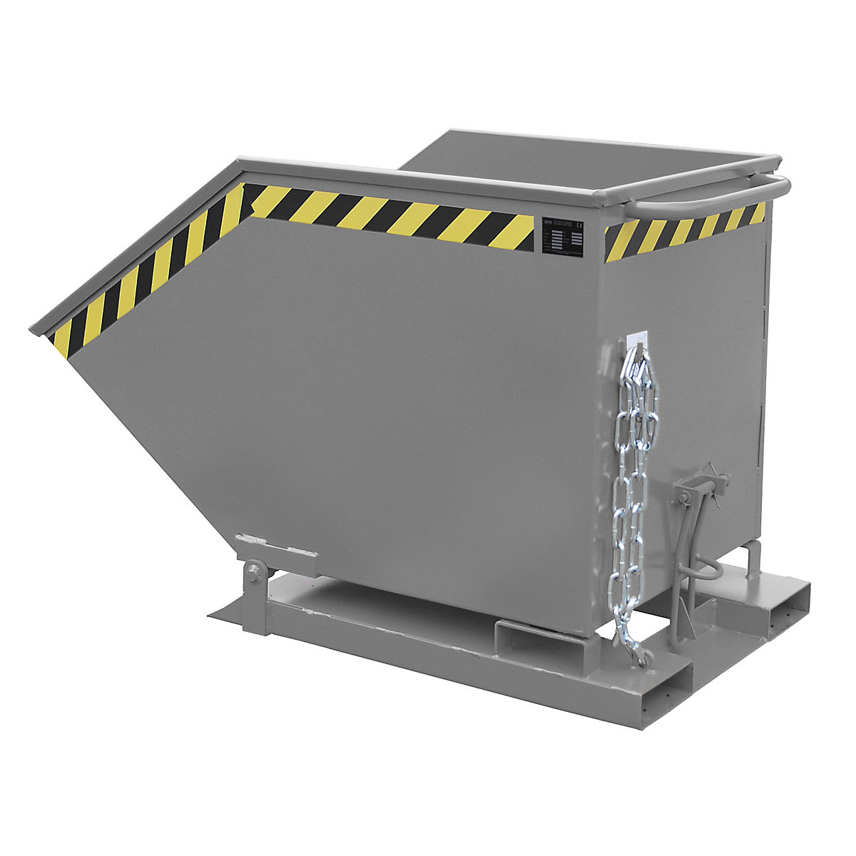 Benă basculantă cu mecanism de basculare – eurokraft pro, formă casetată, volum 0,6 m³, gri RAL 7005-0