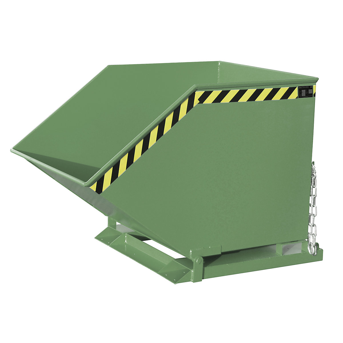 Benă basculantă cu mecanism de basculare – eurokraft pro, formă casetată, volum 0,8 m³, verde RAL 6011-0