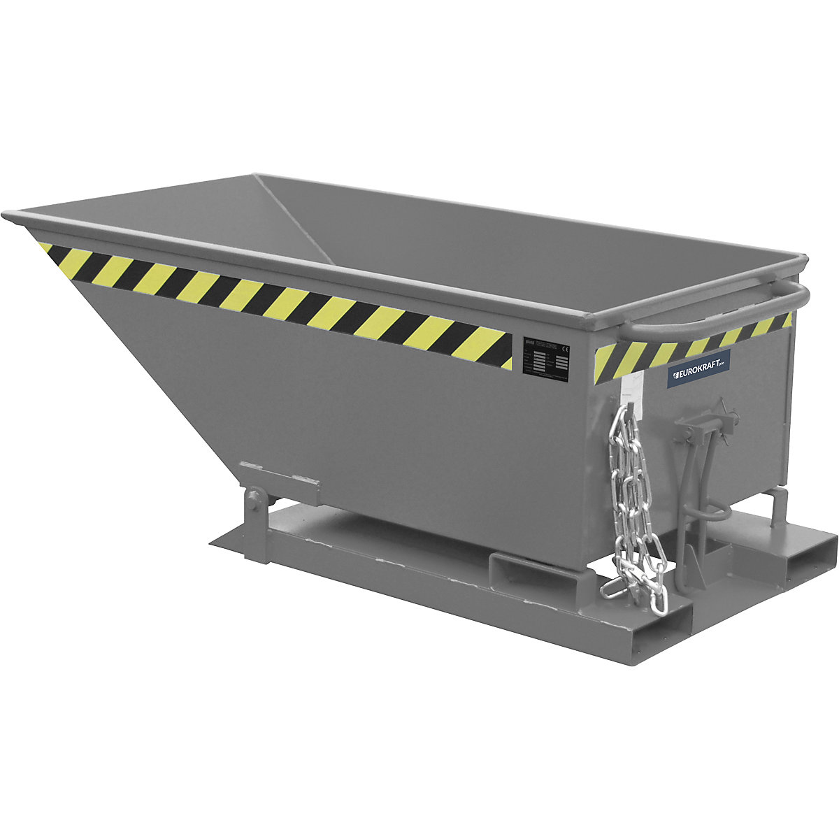 Benă basculantă cu mecanism de basculare – eurokraft pro, structură joasă, volum 0,25 m³, gri RAL 7005-0