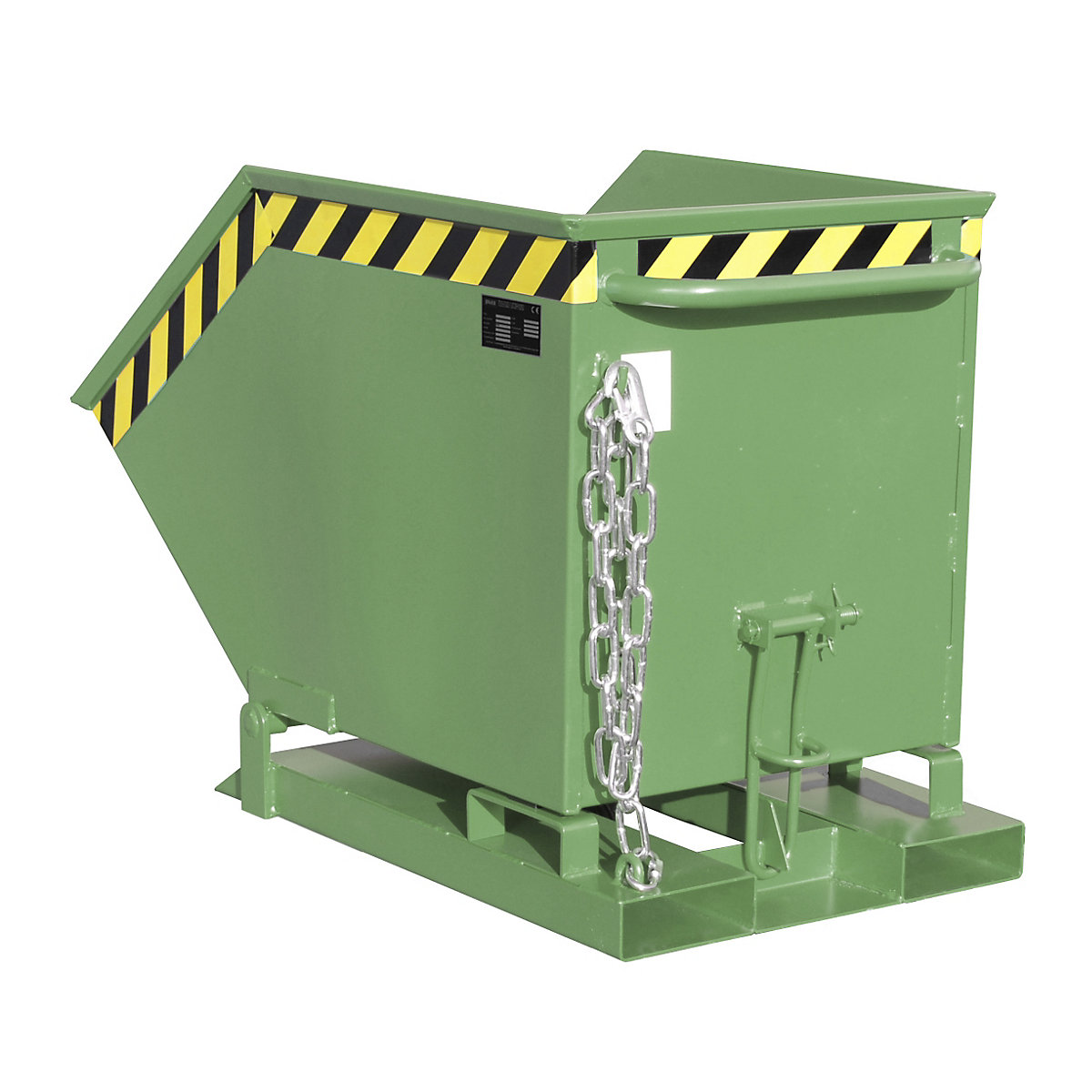 Benă basculantă cu mecanism de basculare – eurokraft pro, formă casetată, volum 0,25 m³, verde RAL 6011-0