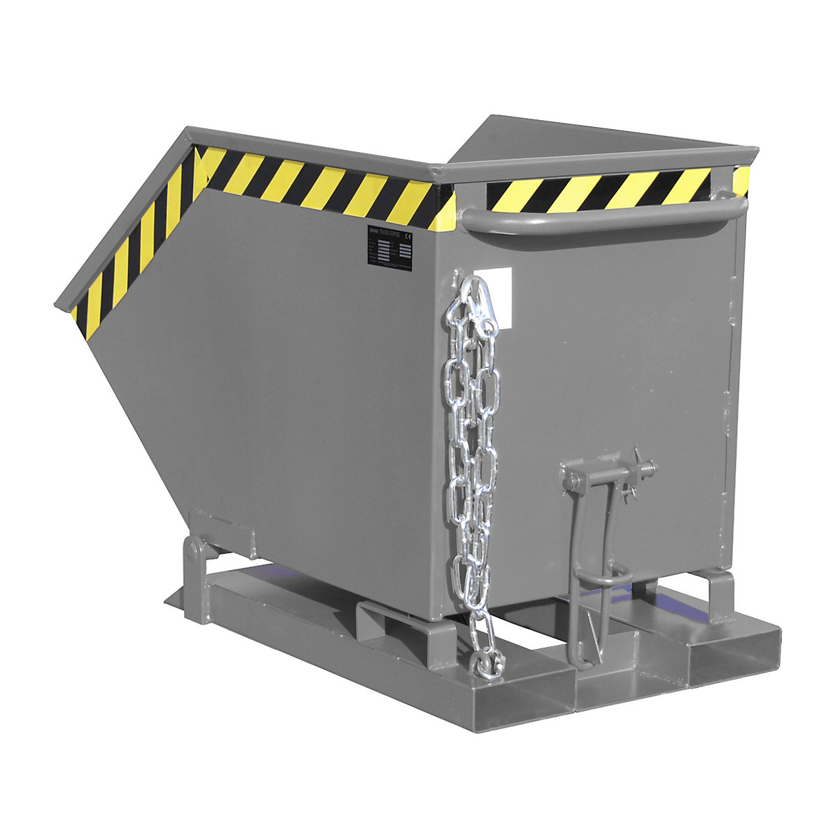 Benă basculantă cu mecanism de basculare – eurokraft pro, formă casetată, volum 0,25 m³, gri RAL 7005-0