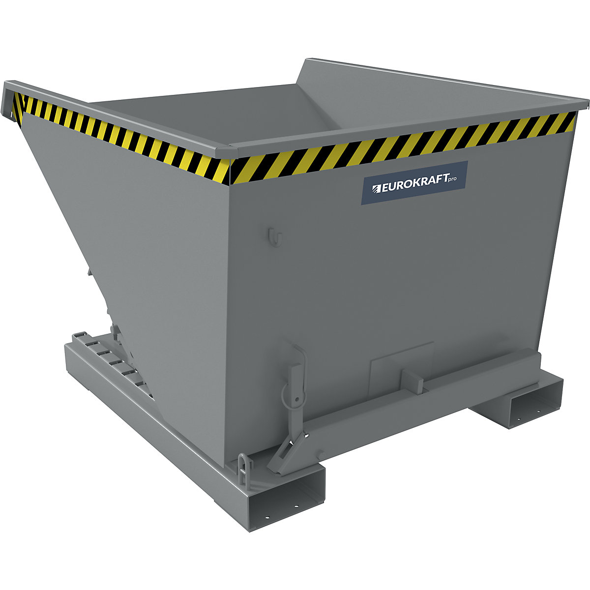 Recipient basculant incl. mecanism de rulare – eurokraft pro, volum 0,6 m³, lung. x lăț. x î. 1260 x 1070 x 835 mm, gri-0