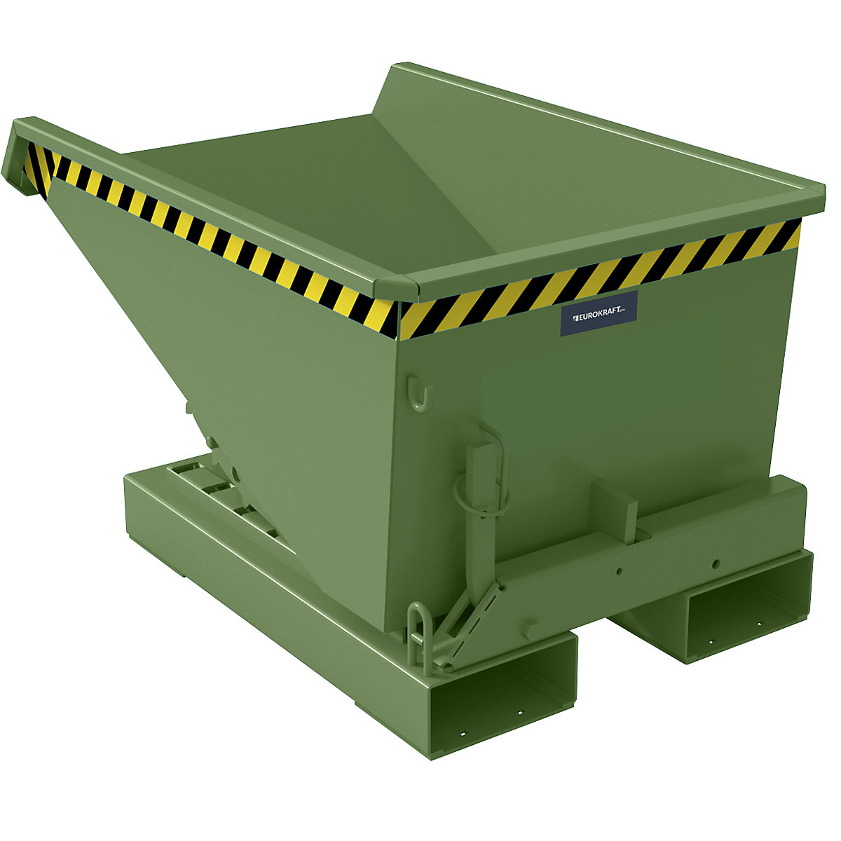 Recipient basculant incl. mecanism de rulare – eurokraft pro, volum 0,15 m³, lung. x lăț. x î. 960 x 640 x 550 mm, verde-0