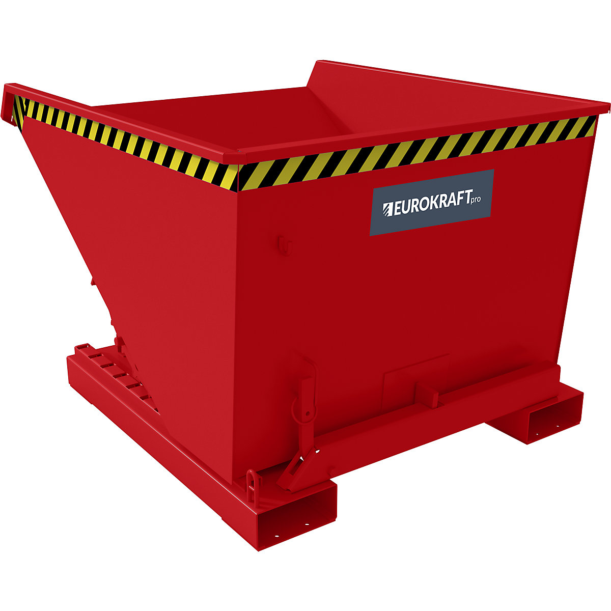 Recipient basculant incl. mecanism de rulare – eurokraft pro, volum 0,6 m³, lung. x lăț. x î. 1260 x 1070 x 835 mm, roșu-0