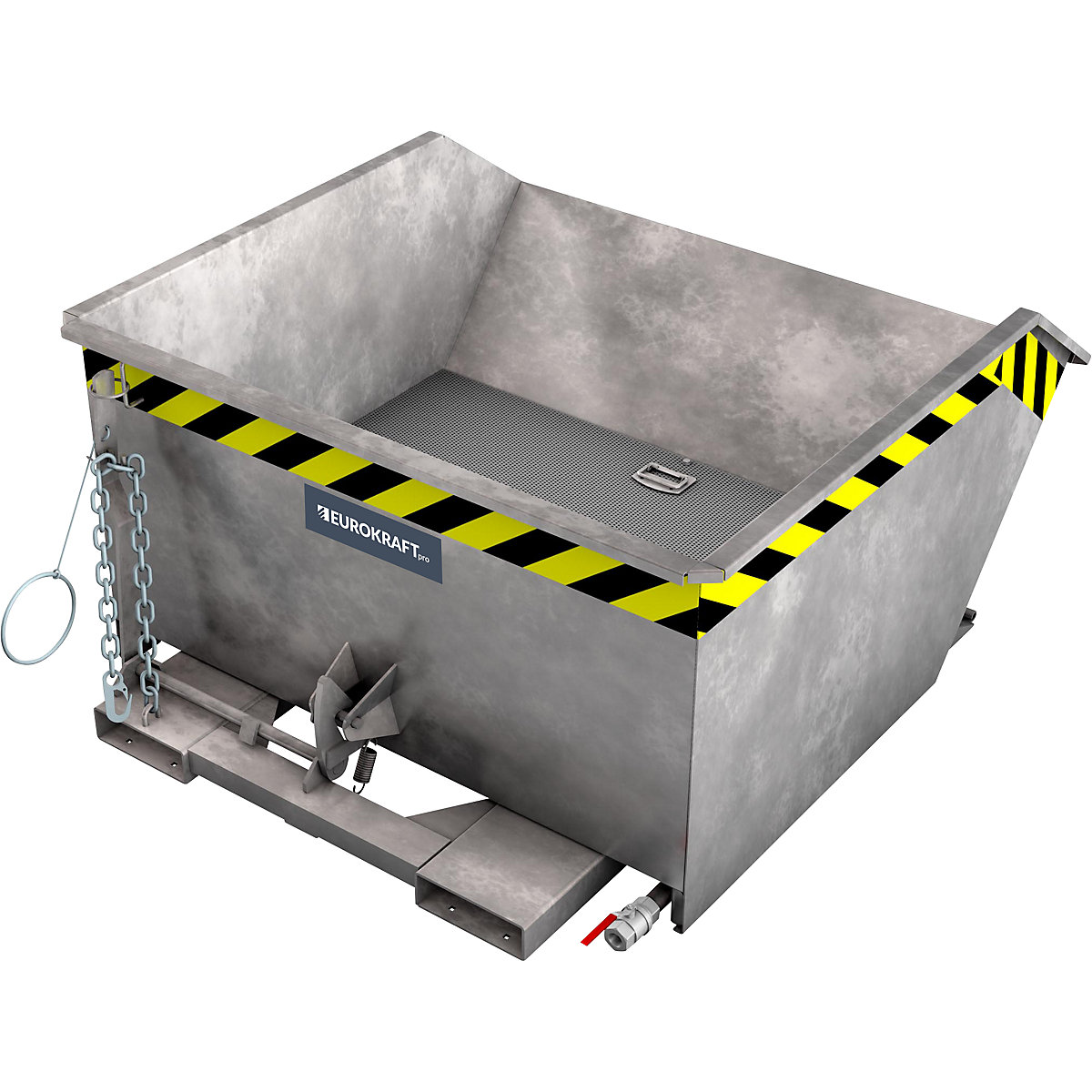 Recipient basculant pentru șpanuri, înălțime redusă (E) – eurokraft pro, volum 0,75 m³, zincat la cald conform EN ISO 1461-0