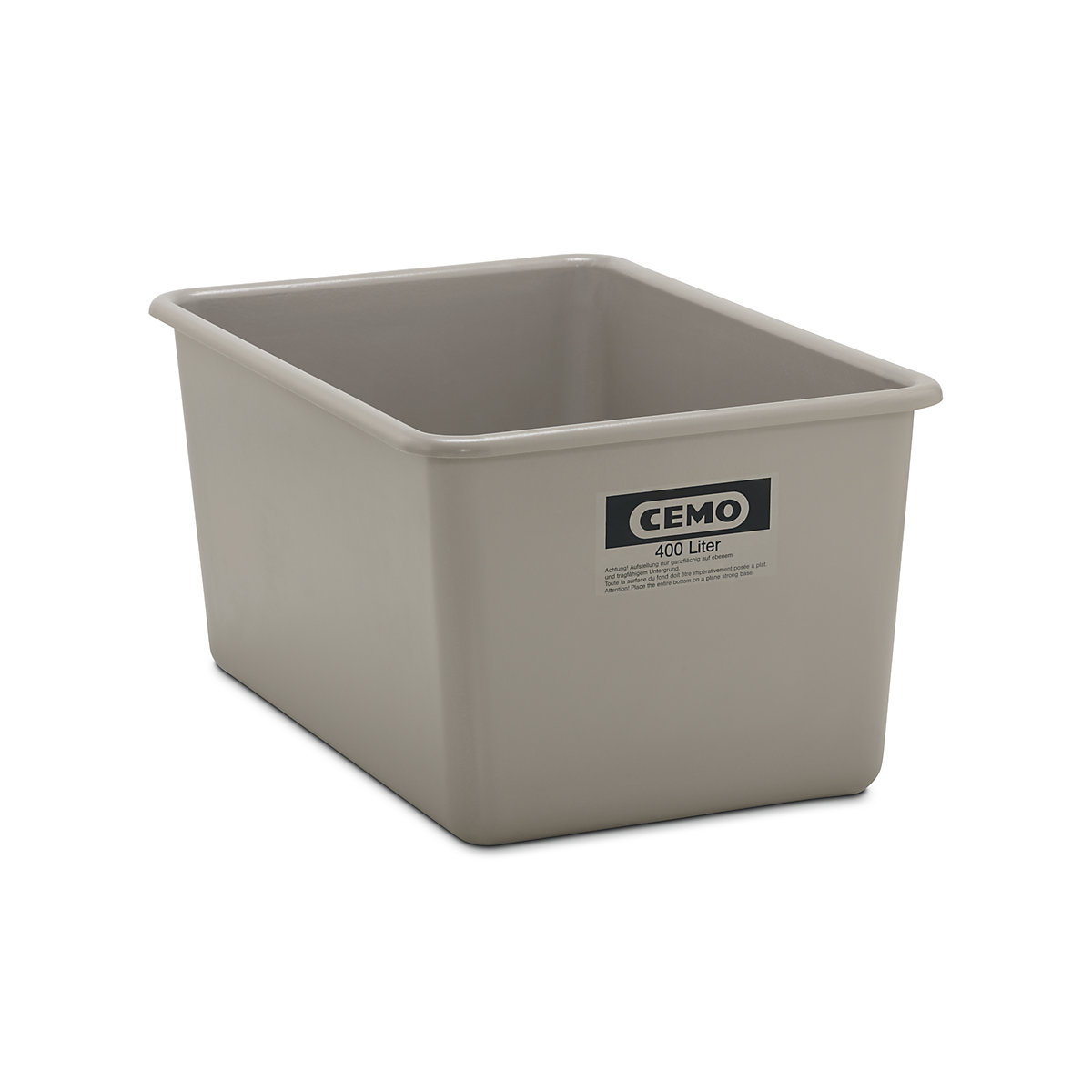 Container mare din fibră de sticlă – CEMO, capacitate 400 l, lung. x lăț. x î. 1190 x 790 x 585 mm, gri-0