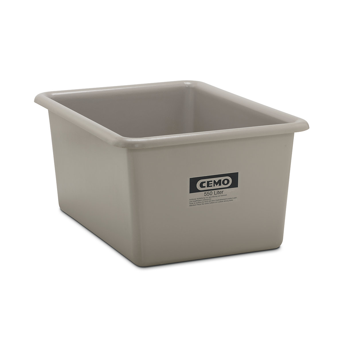 Container mare din fibră de sticlă – CEMO, capacitate 550 l, lung. x lăț. x î. 1320 x 970 x 620 mm, gri-0