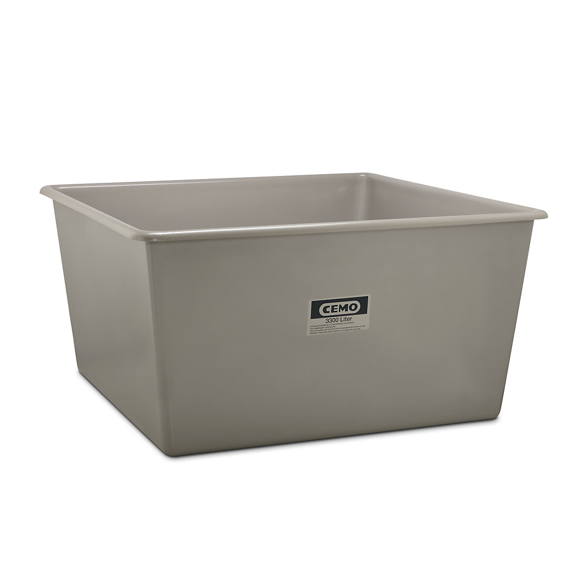 Container mare din fibră de sticlă – CEMO, capacitate 3300 l, lung. x lăț. x î. 2040 x 2040 x 1030 mm, gri-0