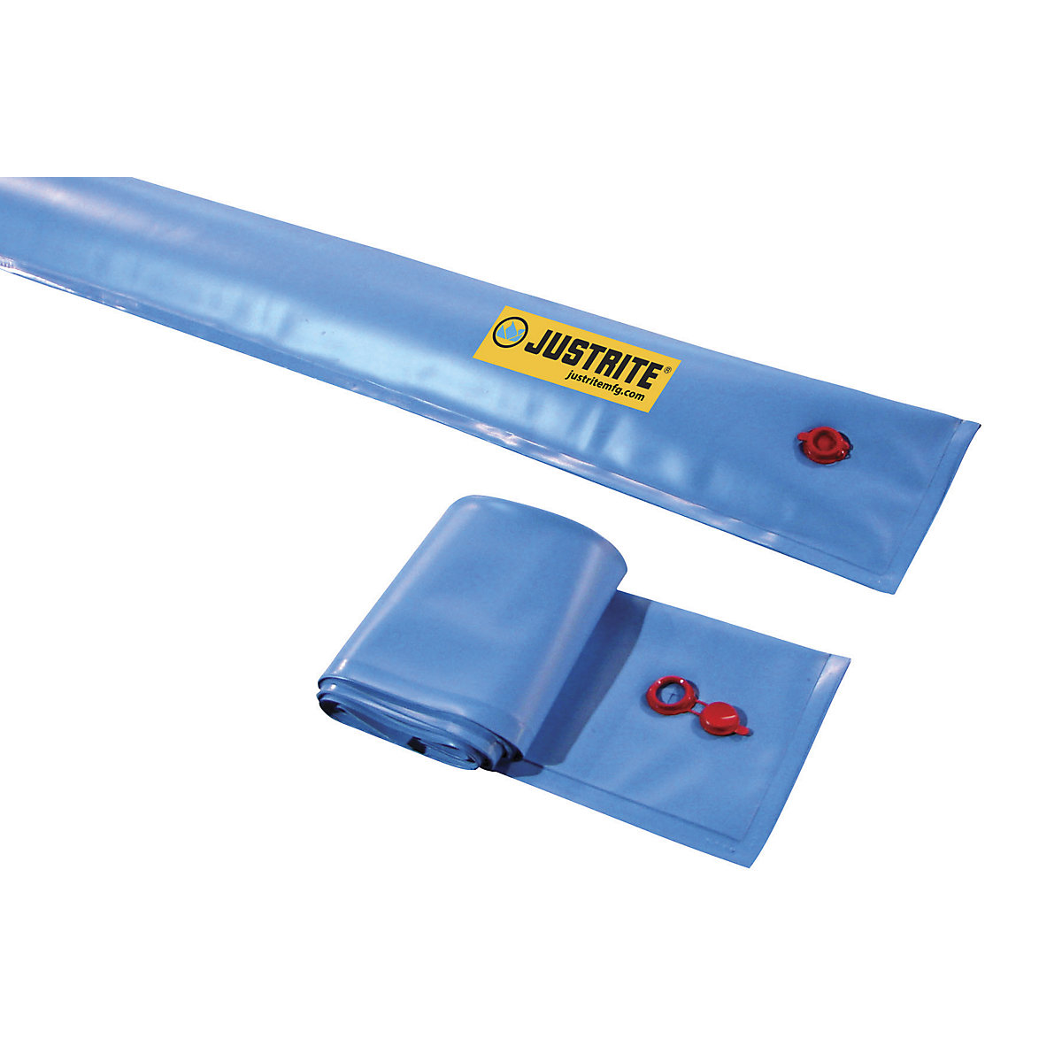 Zapora odgradzająca do napełniania wodą – Justrite, wielokrotnego użytku, folia PVC, dł. x szer. 15,2 m x 229 mm-0