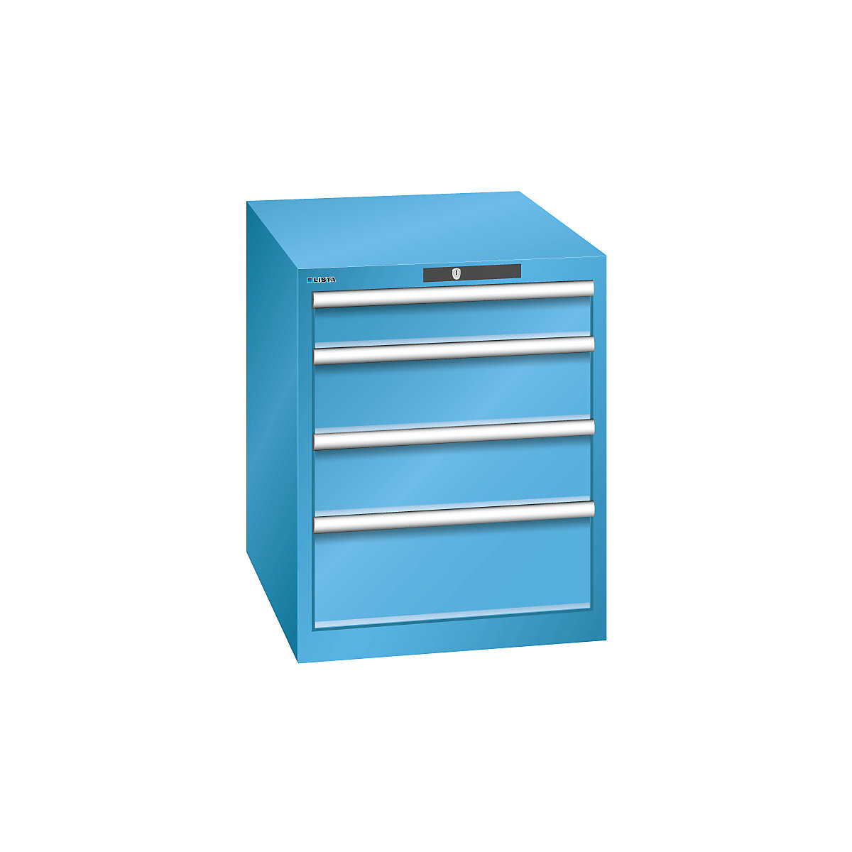 Zásuvková skříň, 4 zásuvky – LISTA, š x h x v 564 x 724 x 700 mm, světle modrá-8