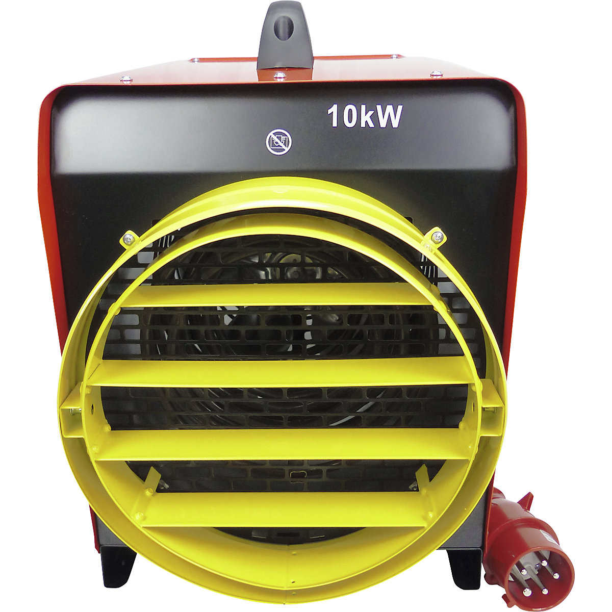 High-voltage fan heater with hose connection