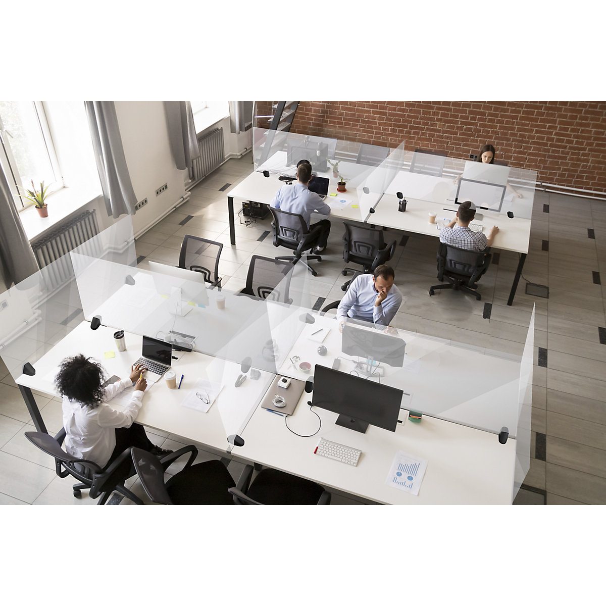 Desk partition for a double workplace – SMIT VISUAL (Product illustration 5)-4