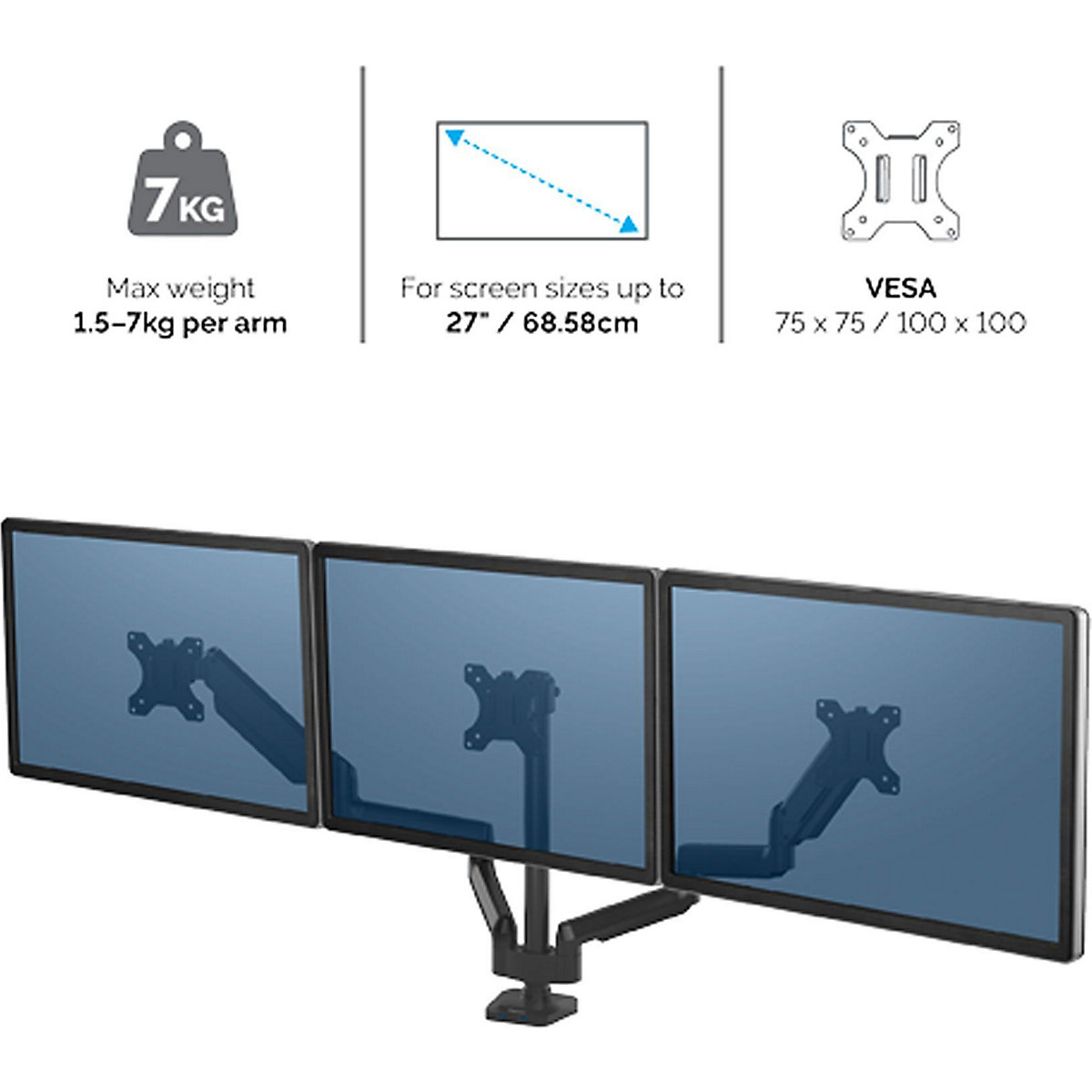 Fellowes Platinum Series Triple Monitor Arm (Product illustration 3)-2
