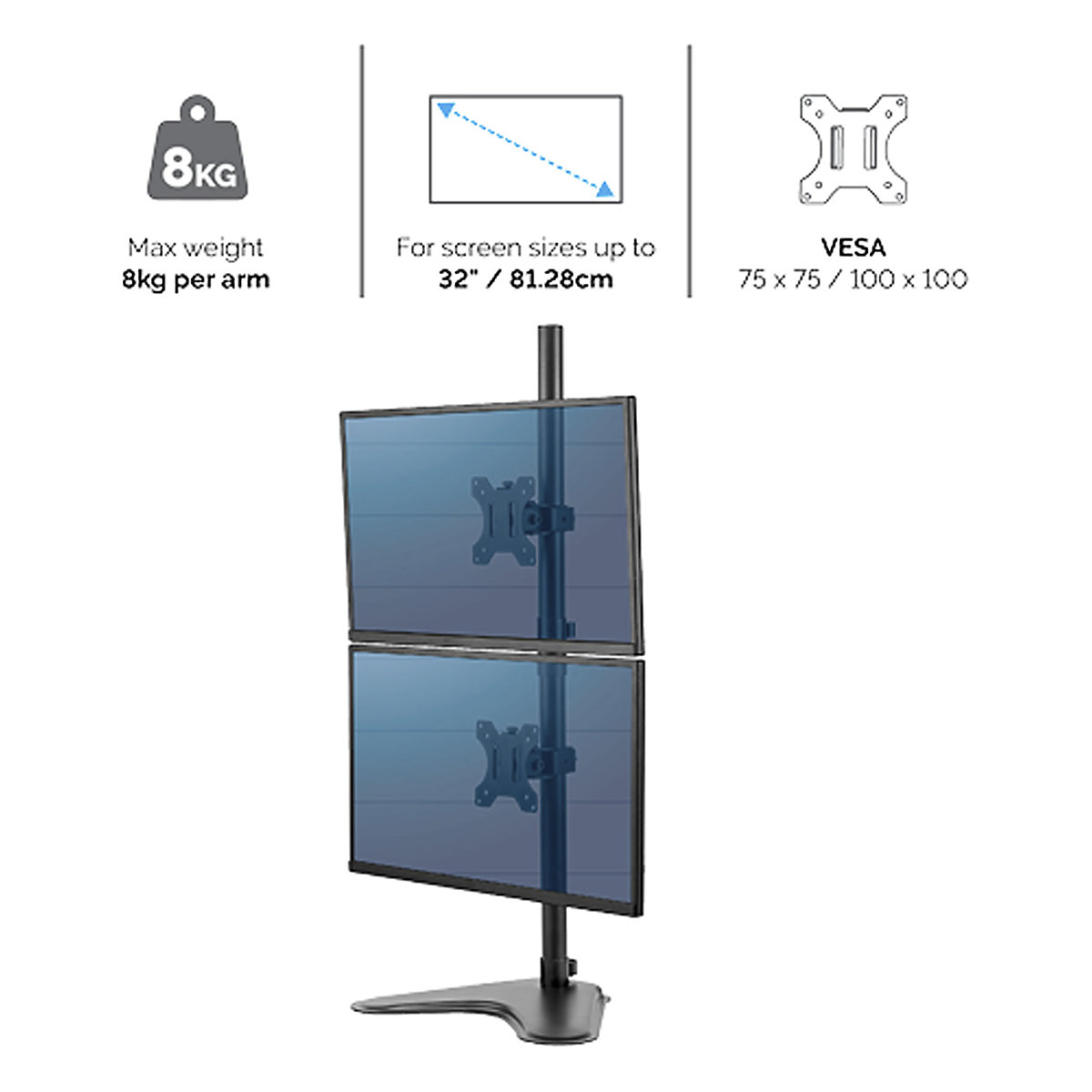Fellowes Seasa Freestanding Dual Stacking Monitor Arm (Product illustration 3)-2