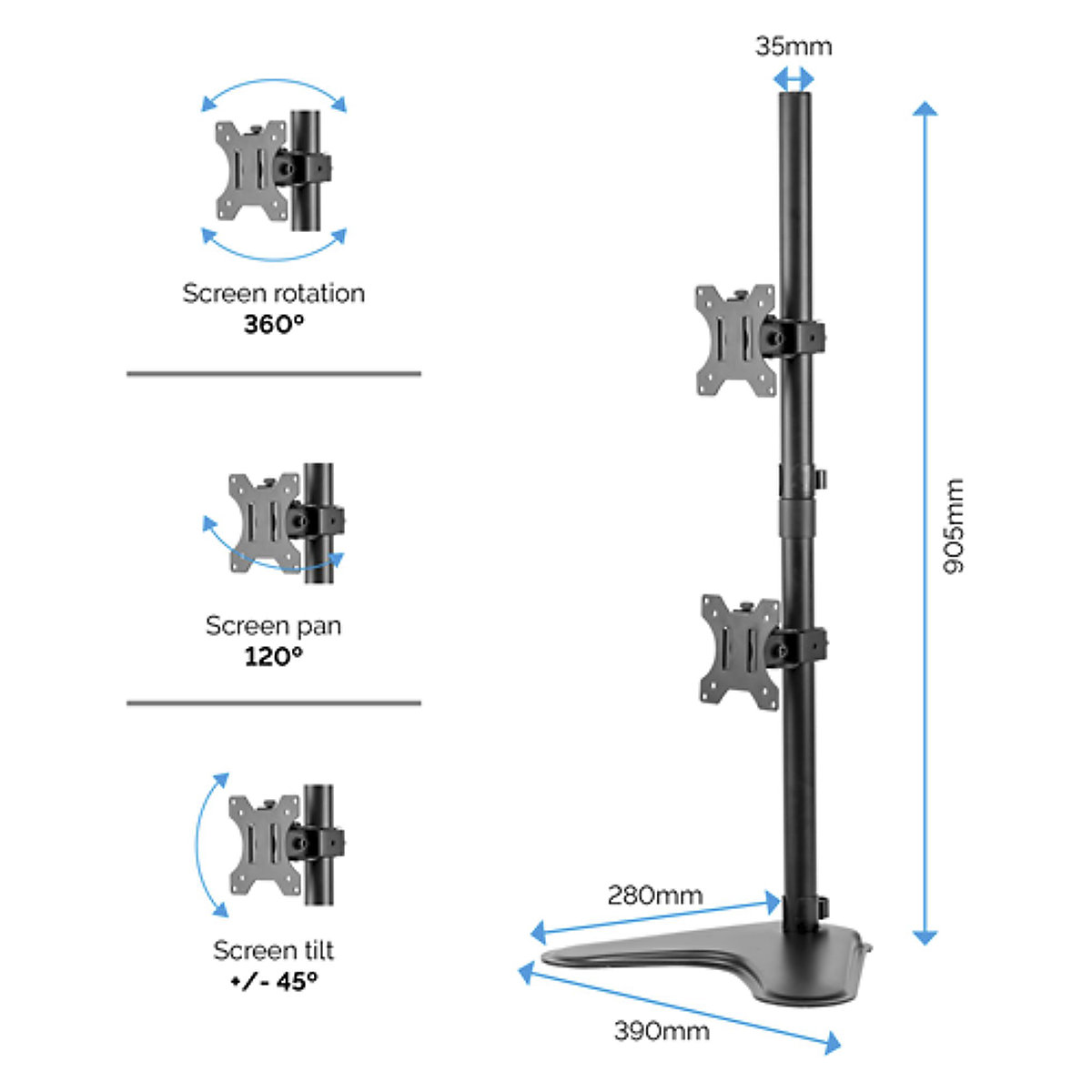 Fellowes Seasa Freestanding Dual Stacking Monitor Arm (Product illustration 5)-4