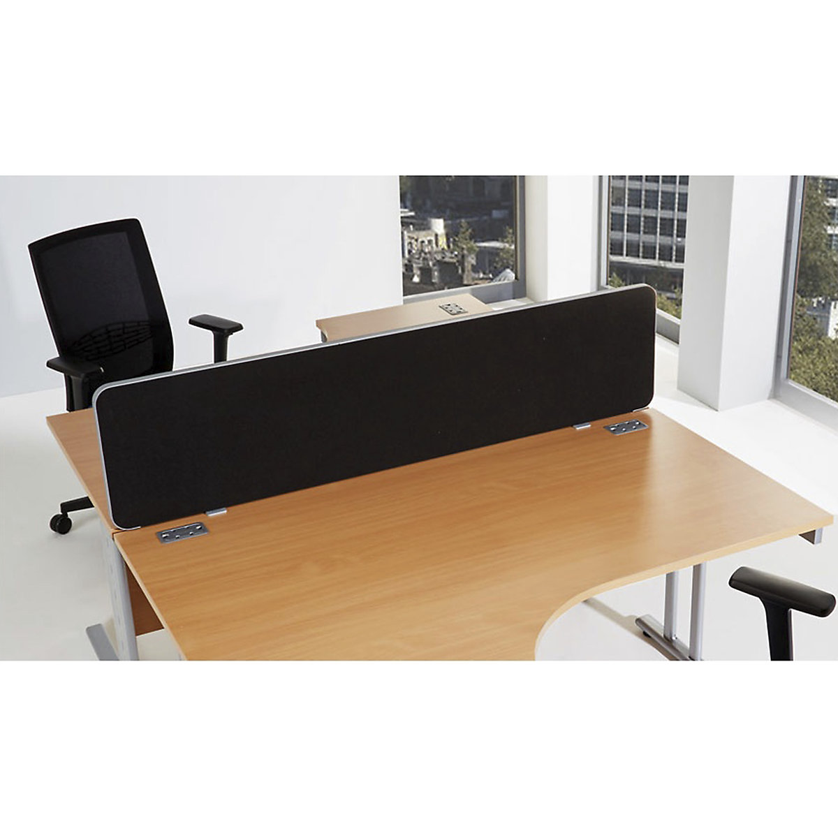 Commerce II Rectangular Desktop Screens, Commerce II Rectangular Desktop Screens, Commerce II Rectangular Desktop Screens | Rear Of Desk | To Fit Desk 1200W To Fit Desk | Silver Trim | Black-0