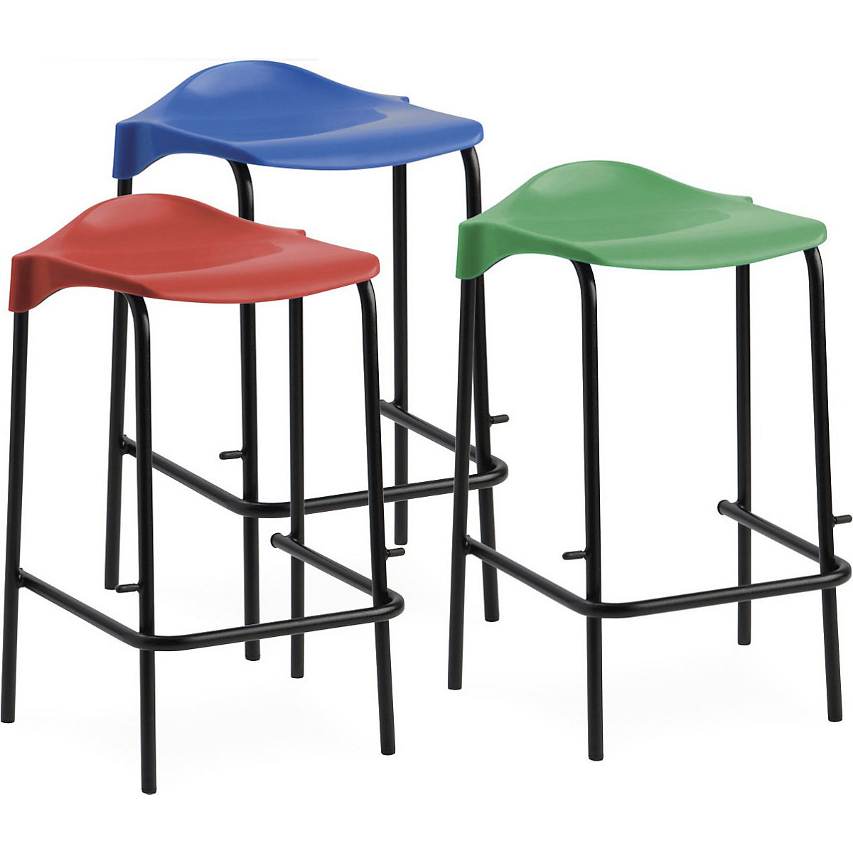 Scholar Polypropylene Low Back Stools, Scholar Polypropylene Low Back Stools, Scholar Polypropylene Low Back Stools | 445Hh mm | Dark Grey Frame | Blue-0