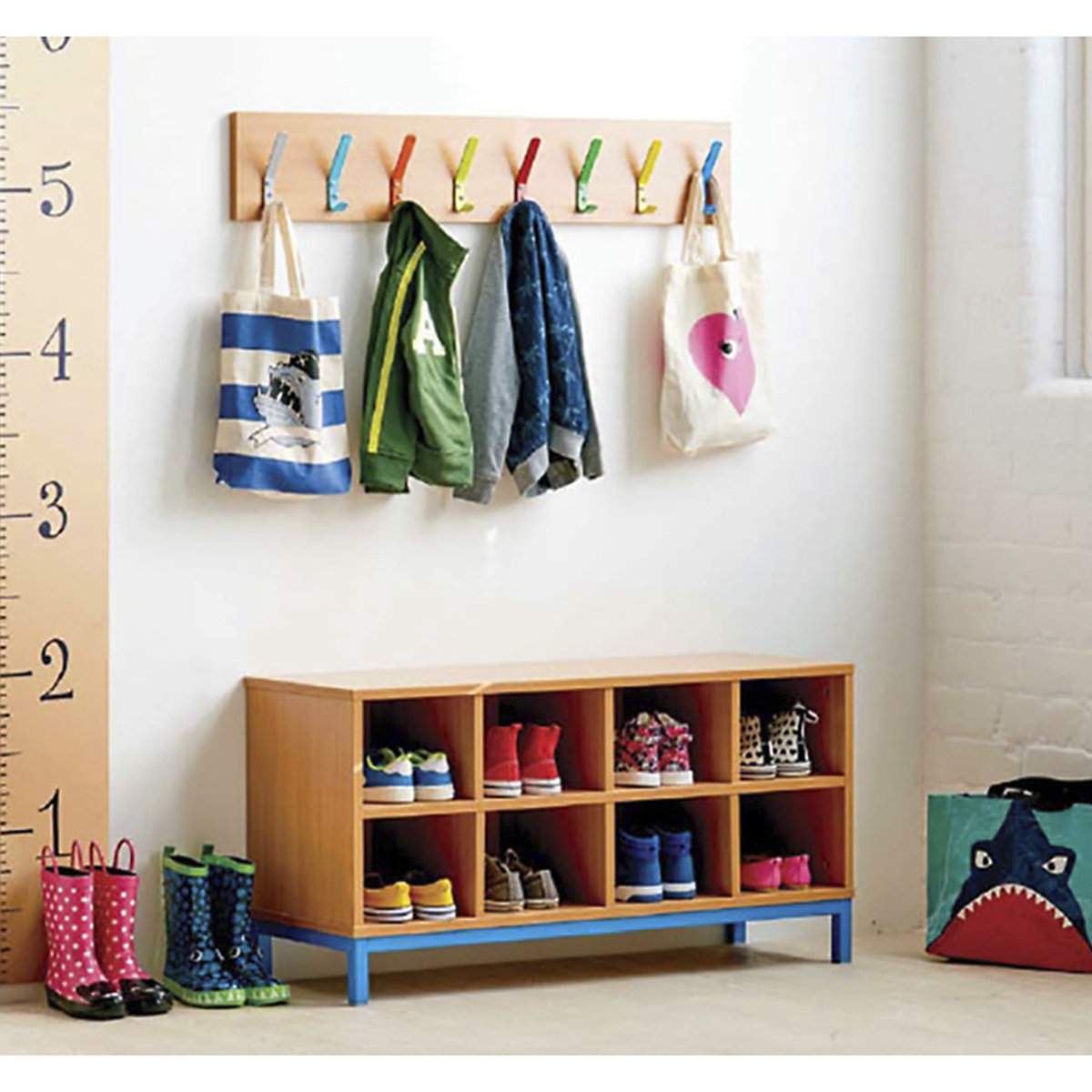 Cloakroom Storage Bench With 8 Open Compartments (Product illustration 2)-1