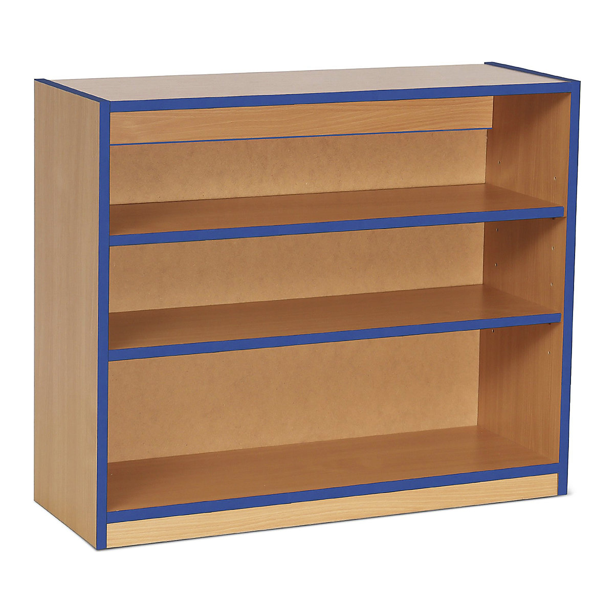 Coloured Edge Bookcases, Coloured Edge Bookcases, Coloured Edge Bookcases | 2 Shelf - 900W x 320D x 750H | Beech Wood Colour | Blue Edging-0