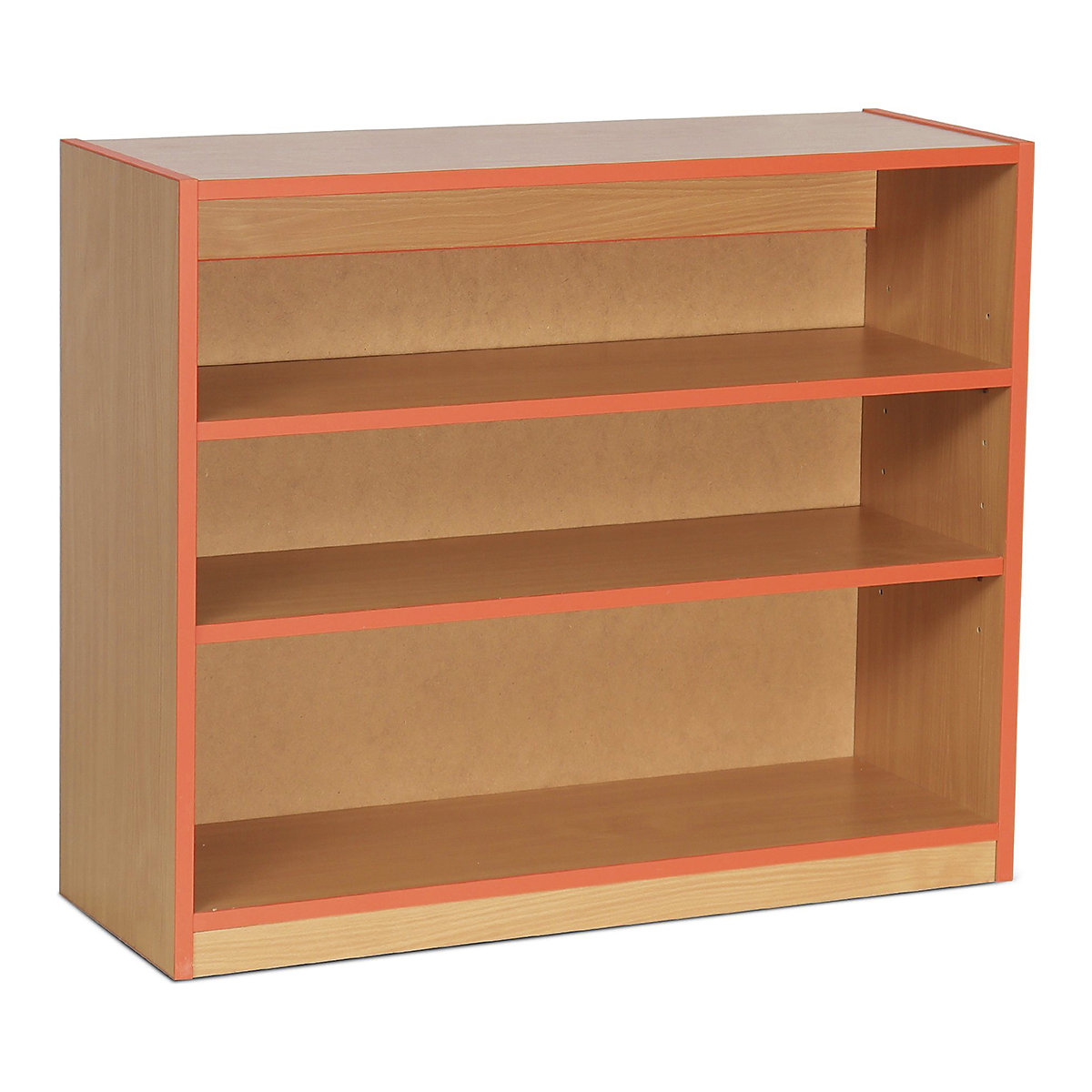 Coloured Edge Bookcases, Coloured Edge Bookcases, Coloured Edge Bookcases | 2 Shelf - 900W x 320D x 750H | Beech Wood Colour | Tangerine Edging-0