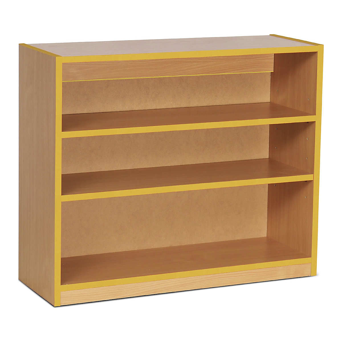 Coloured Edge Bookcases, Coloured Edge Bookcases, Coloured Edge Bookcases | 2 Shelf - 900W x 320D x 750H | Beech Wood Colour | Yellow Edging-0