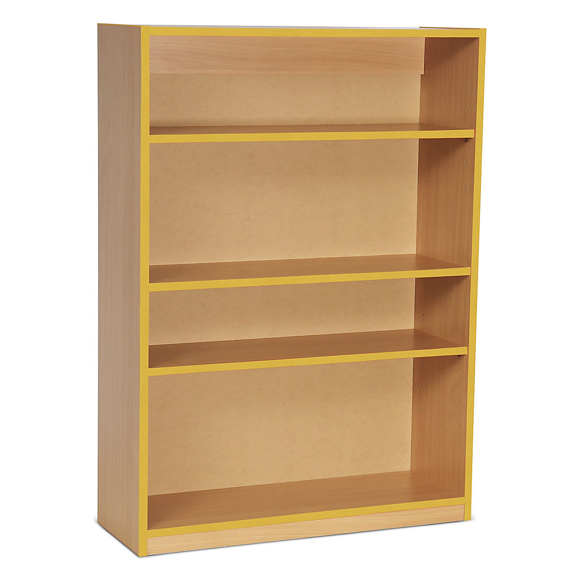 Coloured Edge Bookcases, Coloured Edge Bookcases, Coloured Edge Bookcases | 3 Shelf - 900W x 320D x 1250H | Beech Wood Colour | Yellow Edging-0