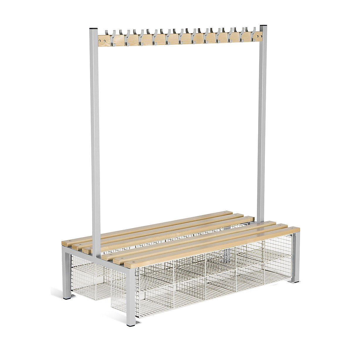 Elite Island Changing Room Benches with Shoe Compartments, Elite Island Changing Room Benches with Shoe Compartments, Elite Island Changing Room Bench With 16 Shoe Compartments | 1800h x 1200w x 760d mm | Double Sided | 18 Hooks | Green Frame-0