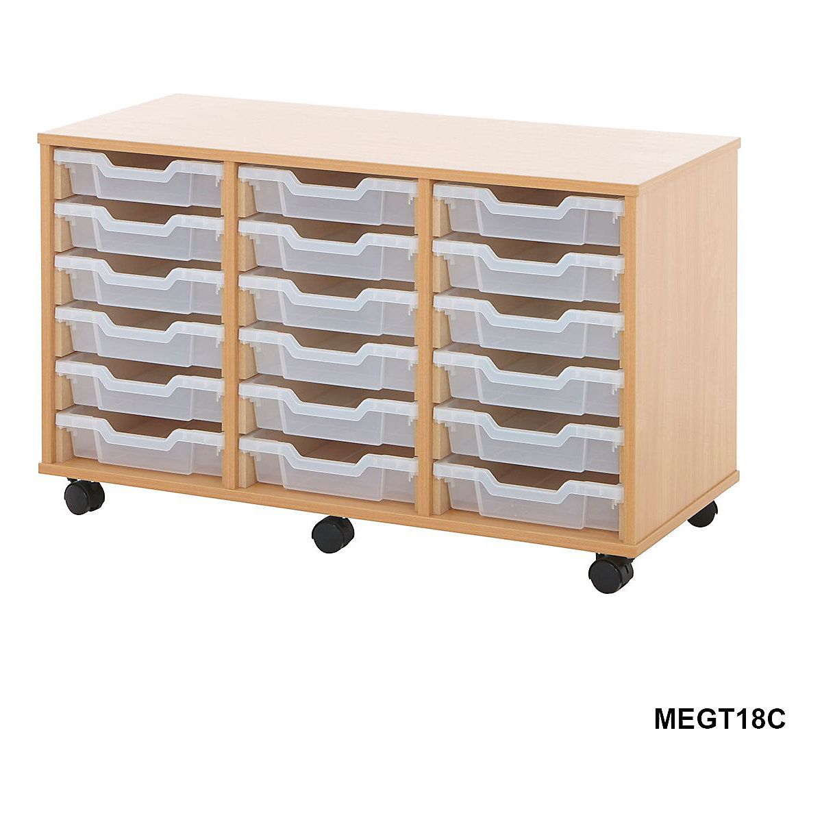 18 Single Tray Wooden Units, 18 Single Tray Wooden Units, 18 Single Tray Wooden Unit 617h X 1030w X 453d Mm With 18 Clear Trays-3