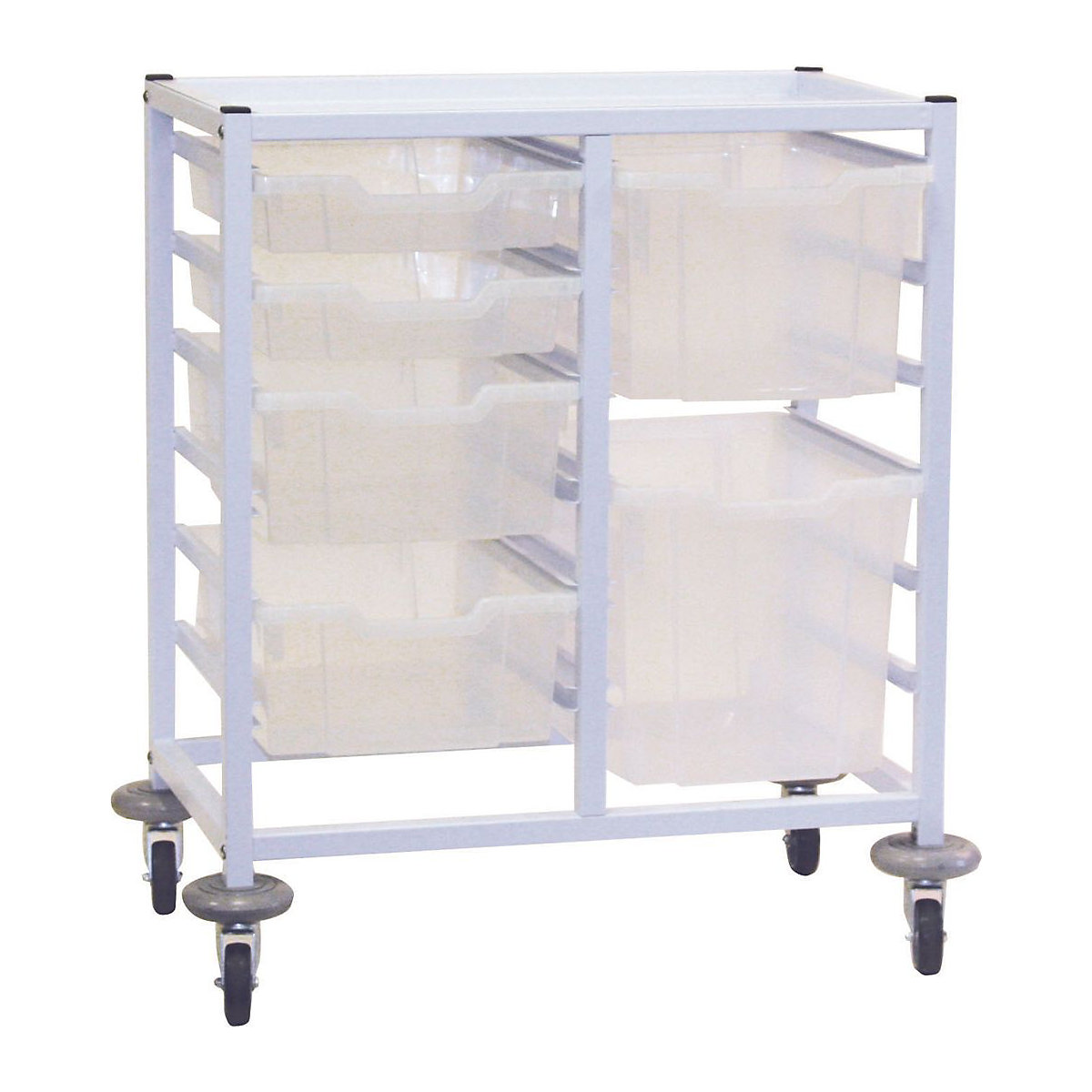 Compact Double Column Trolleys With 6 Mixed Trays