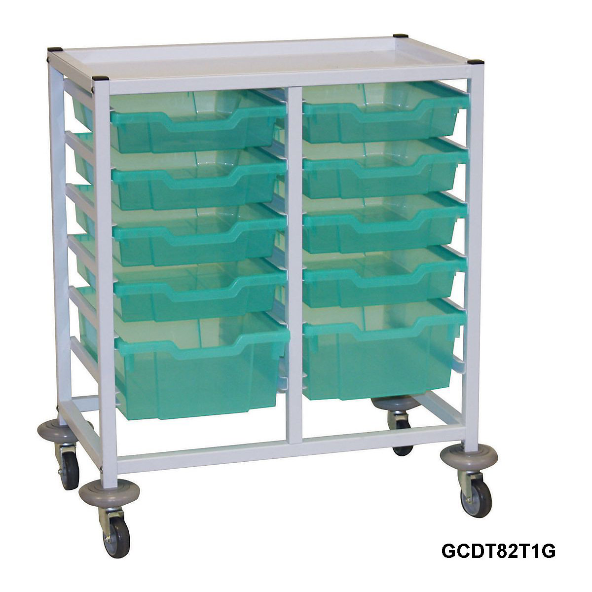 Compact Double Column Trolleys With 8 Shallow & 2 Deep Trays (Product illustration 2)-1