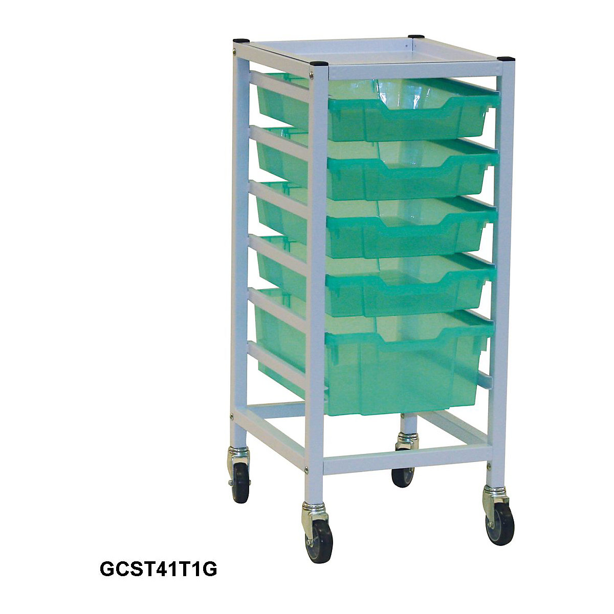 Compact Single Column Trolleys With 4 Shallow & 1 Deep Tray (Product illustration 2)-1