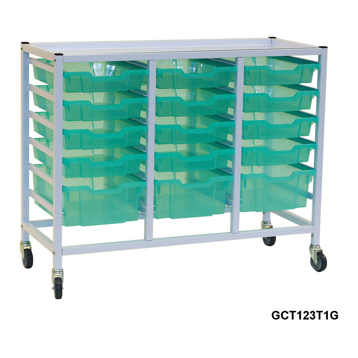 Compact Triple Column Trolleys With 12 Shallow & 3 Deep Trays (Product illustration 2)-1