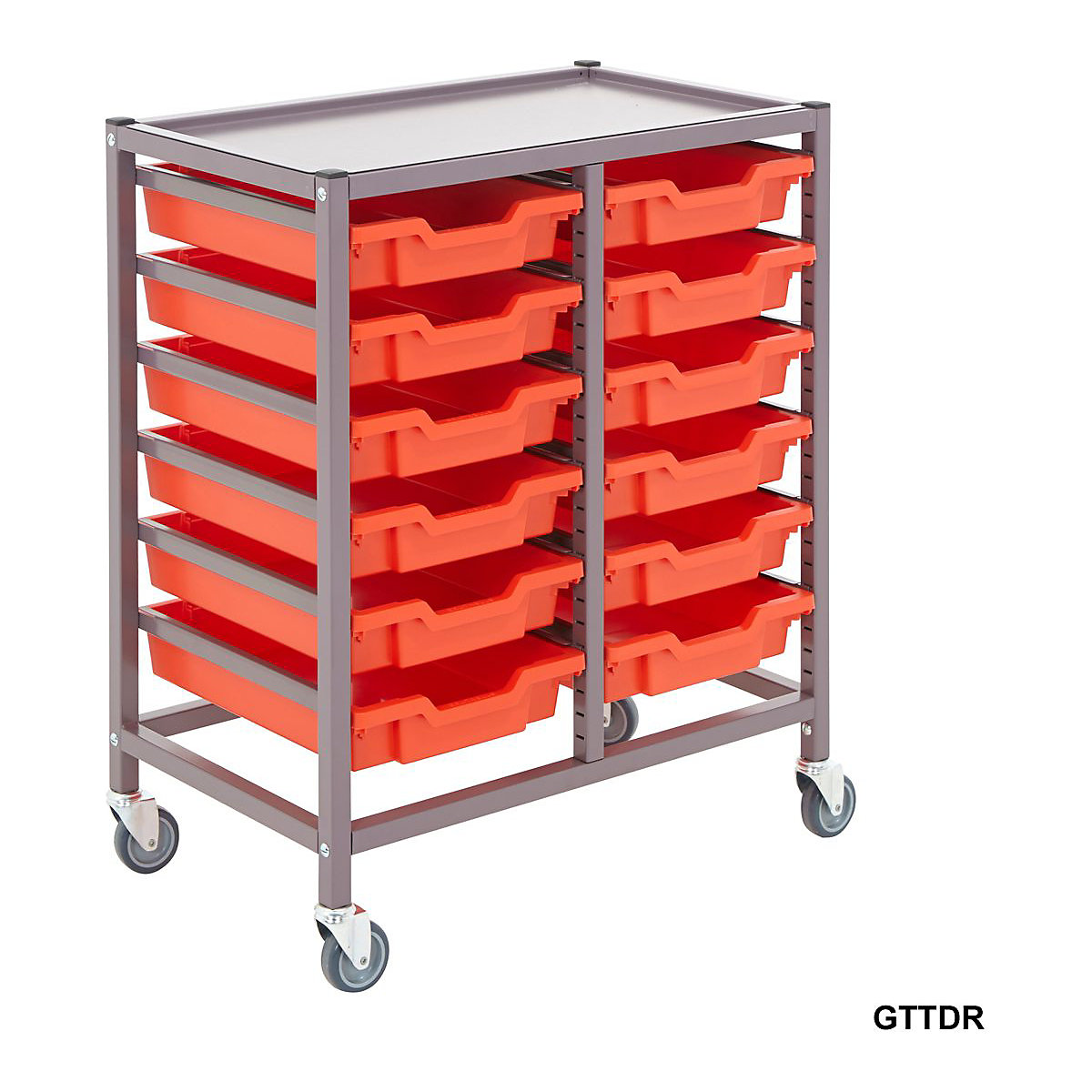 Gratnells Double Column Trolleys with 12 Shallow Trays (Product illustration 2)-1