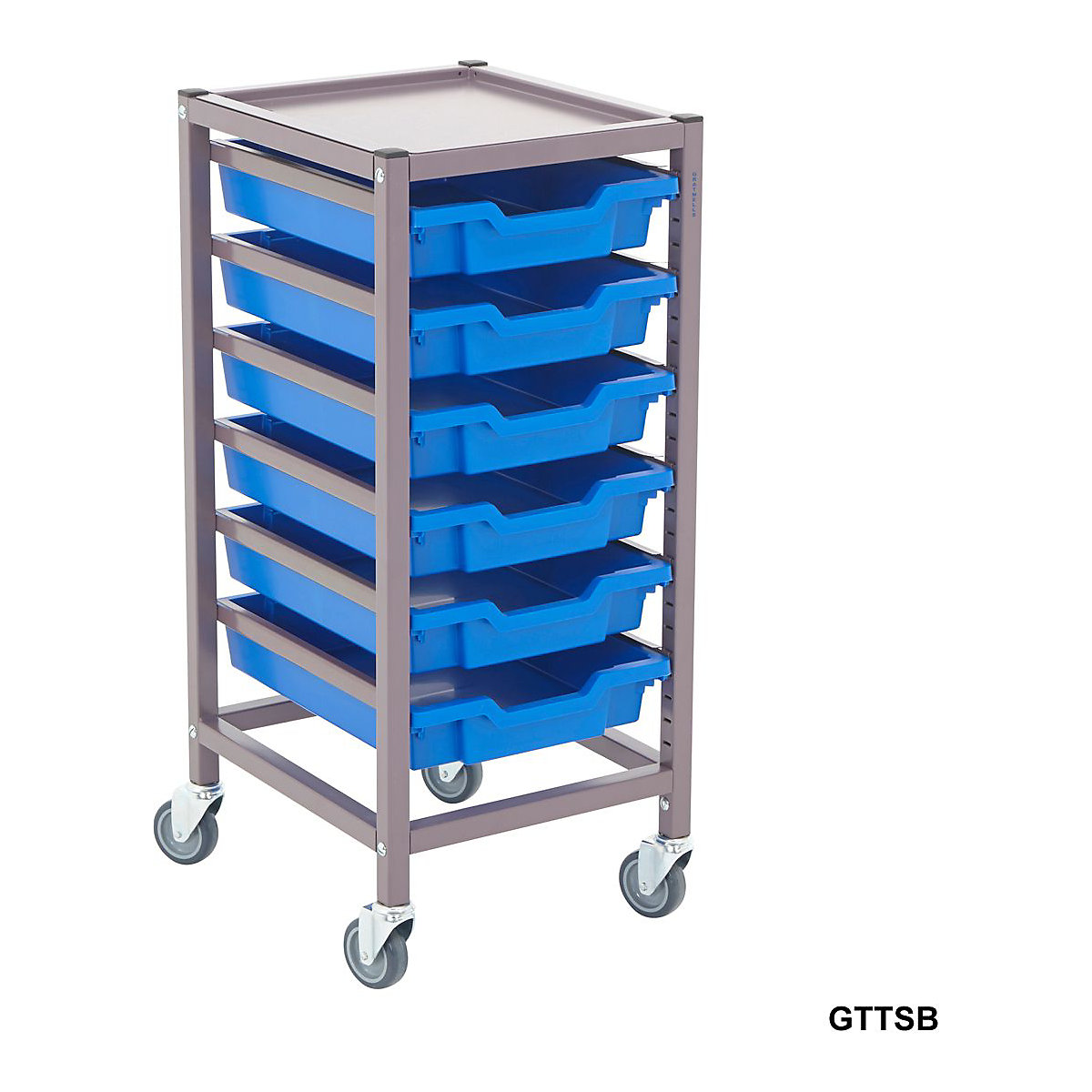Gratnells Single Column Trolleys with 6 Shallow Trays (Product illustration 2)-1