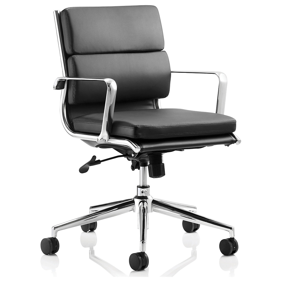 Savoy Executive Office Chair, Savoy Executive Office Chair, Savoy Executive Medium Back Chair Black Soft Bonded Leather With Arms 880-960h x 640w x 640d mm | Black | 110 KG Weight Capacity | 8 Hours Usage-0