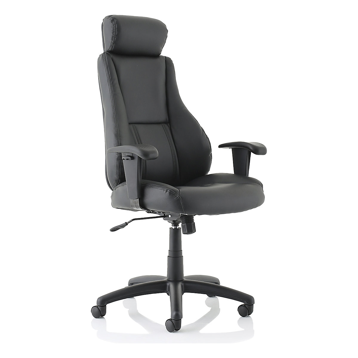 Winsor Executive Office Chair, Winsor Executive Office Chair, Winsor Black Leather Chair with Headrest 1210h x 690w x 680d mm | Black | 120 KG Weight Capacity | 8 Hours Usage-0